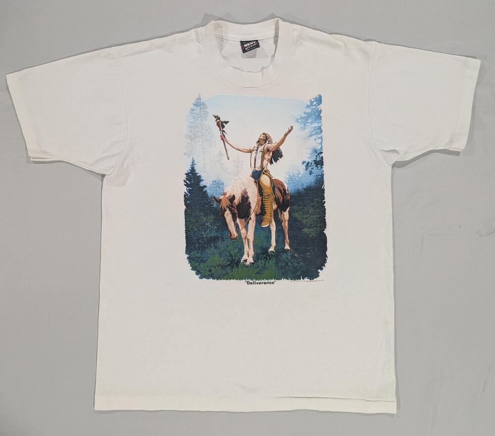 Vintage Fruit Of The Loom Shirt Mens L White Deliverance Horse Graphic Tee